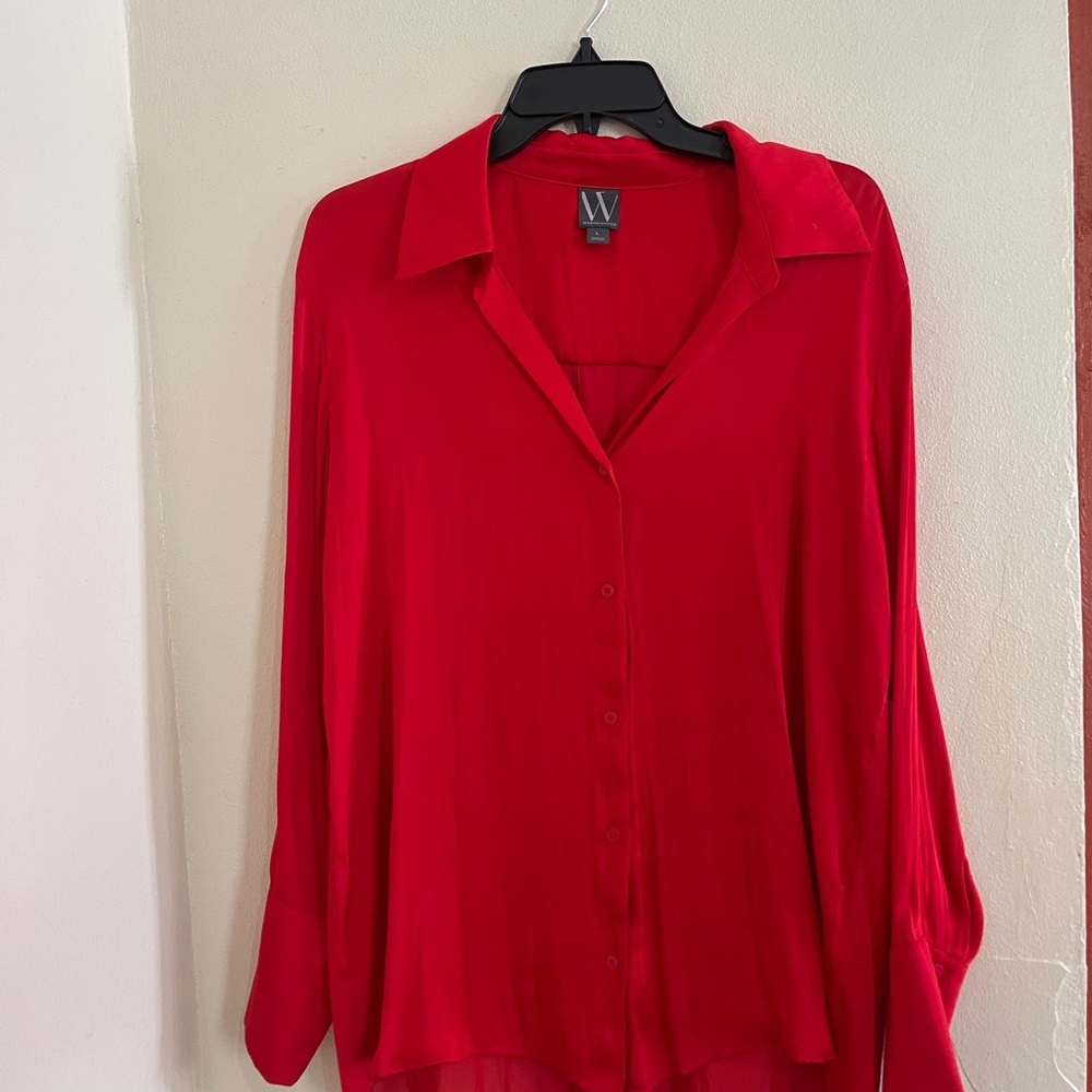 Worthington Red Long Sleeve Button Down Shirt